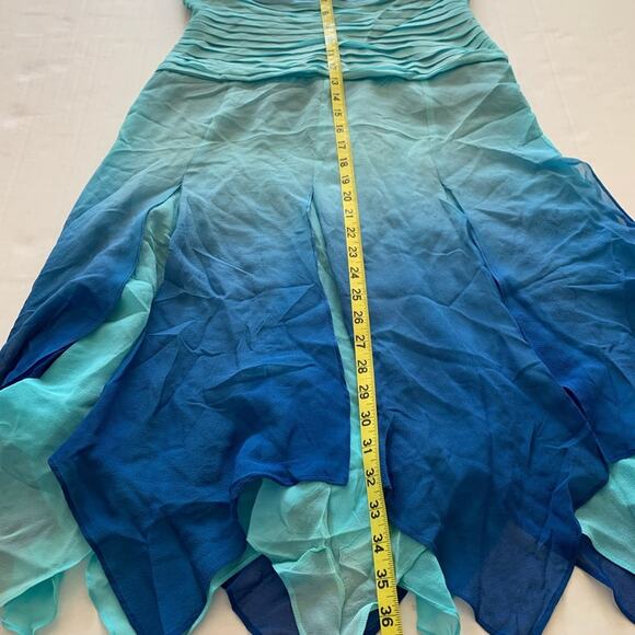 T by Tadashi Vintage Y2K Silk Ombre Handkerchief Hem Dress - Picture 16 of 16